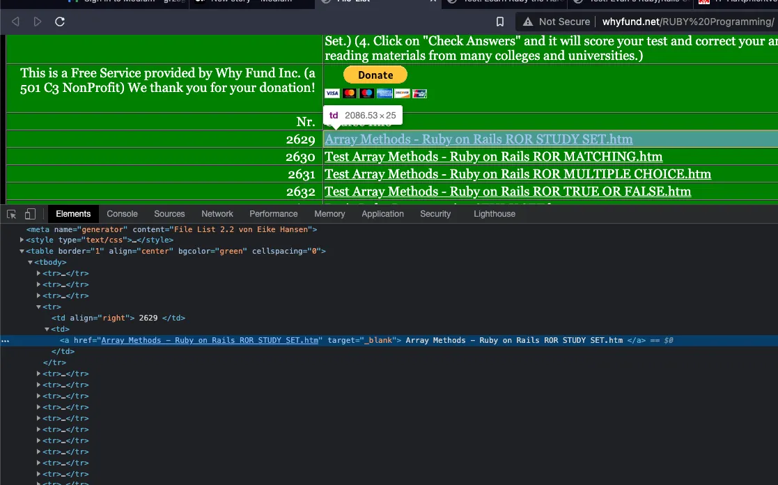 Chrome Inspector showing HTML structure